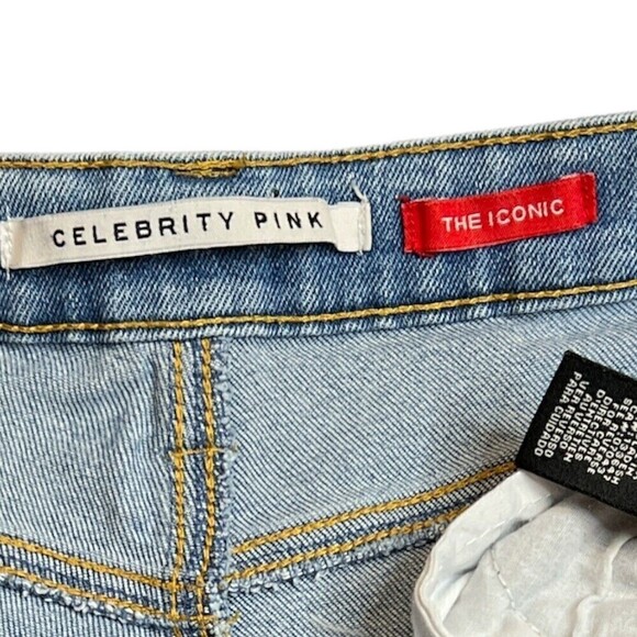 CELEBRITY PINK THE ICONIC DISTRESSED CUFFED DEMIN SHORTS SIZE 1/25 - Picture 8 of 12